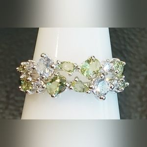 *BP #5210 "Height of Elegance" Peridot (lab) on Rhodium. Size 6 BRAND NEW